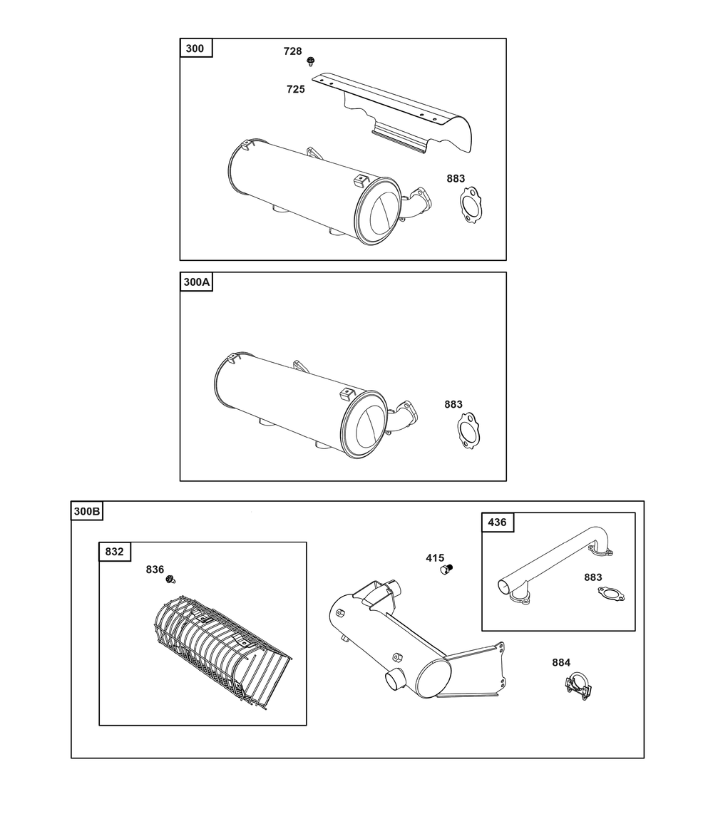 Starter Side Outlet Mufflers Diagram and Parts List for 541477-2242-J1(54-61) 400000 - 699999 Briggs and Stratton Engine